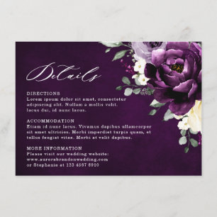 Eggplant Paars Plum Ivory White Floral Wedding En Informatiekaartje