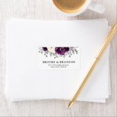 Eggplant Paars Plum Ivory White Floral Wedding Etiket (Insitu)