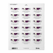 Eggplant Paars Plum Ivory White Floral Wedding Etiket (Full Sheet)