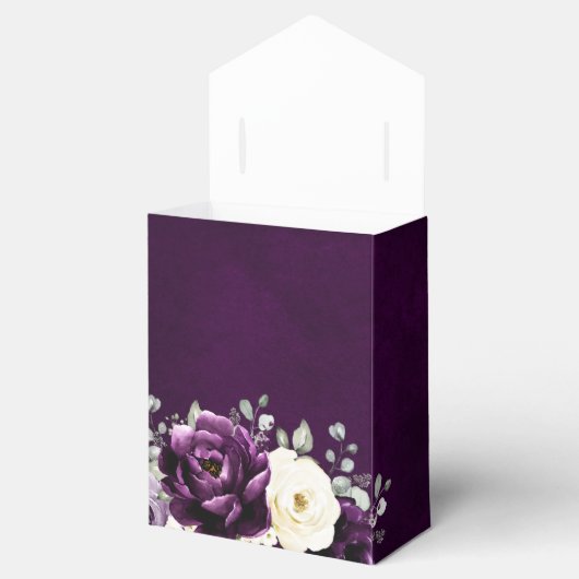 Eggplant Paars Plum Ivory White Floral Wedding Fa Bedankdoosjes (Geopend)