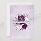 Eggplant Paars plum ivory White Floral Wedding in Kaart (Achterkant)
