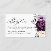 Eggplant Paars Plum Ivory White Floral Wedding Informatiekaartje (Voorkant)
