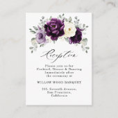 Eggplant Paars Plum Ivory White Floral Wedding Informatiekaartje (Voorkant)