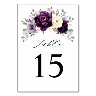 Eggplant Paars Plum Ivory White Floral Wedding Kaart