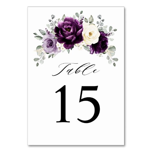 Eggplant Paars Plum Ivory White Floral Wedding Kaart (Voorkant)