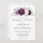 Eggplant Paars Plum Ivory White Floral Wedding Kaart (Voorkant)