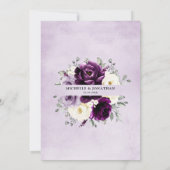 Eggplant Paars Plum Ivory White Floral Wedding Kaart (Achterkant)