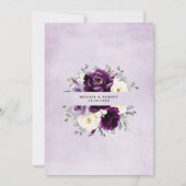 Eggplant Paars Plum Ivory White Floral Wedding Kaart (Achterkant)