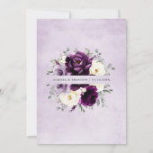Eggplant Paars Plum Ivory White Floral Wedding Kaart (Achterkant)