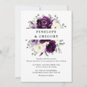 Eggplant Paars Plum Ivory White Floral Wedding Kaart (Voorkant)