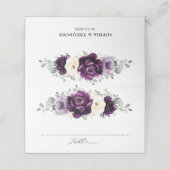 Eggplant Paars Plum Ivory White Floral Wedding Plaatskaartje (Buitenkant ongevouwen)
