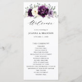 Eggplant Paars Plum Ivory White Floral Wedding Programmakaart (Voorkant)