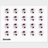 Eggplant Paars Plum Ivory White Floral Wedding Ronde Sticker (Vel)
