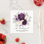 Eggplant Paars Plum Ivory White Floral Wedding Servet (Insitu)