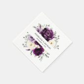 Eggplant Paars Plum Ivory White Floral Wedding Servet (Hoek)