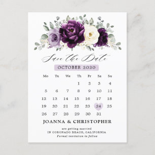 Eggplant Paars Plum Ivory White Save the Date Briefkaart
