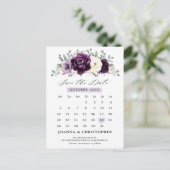 Eggplant Paars Plum Ivory White Save the Date Briefkaart (Staand voorkant)