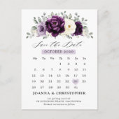 Eggplant Paars Plum Ivory White Save the Date Briefkaart (Voorkant)