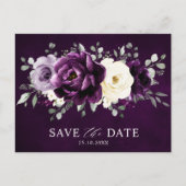 Eggplant Paars Plum Ivory White Save the Date Briefkaart (Voorkant)