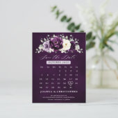 Eggplant Paars Plum Ivory White Save the Date Briefkaart (Staand voorkant)