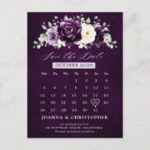 Eggplant Paars Plum Ivory White Save the Date Briefkaart (Voorkant)