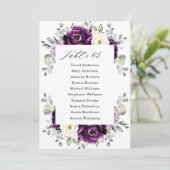 Eggplant Paars Plum Ivory White Seating Chart Kaart (Staand voorkant)