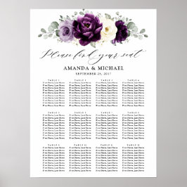 Eggplant Paars Plum Ivory White Seating Chart Poster