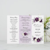 Eggplant Paars Plum Ivory White Tri-Fold Programme (Staand voorkant)