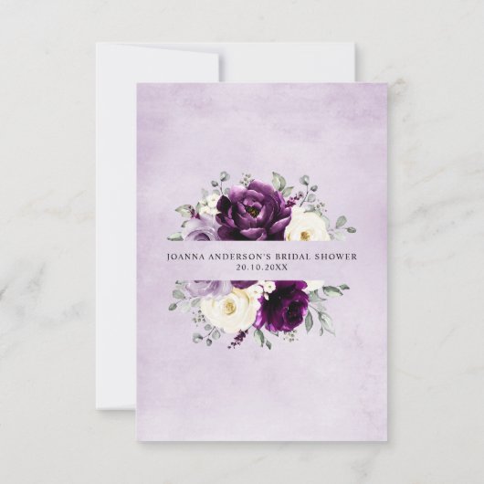 Eggplant Paars Plum Ivory White Vrijgezellenfeest Bedankkaart (Achterkant)