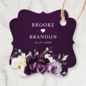 Eggplant Paars Plum Ivory White Wedding Dank je Bedankjes Labels (Achterkant)