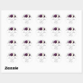 Eggplant Paars Plum Ivory White Wedding Dank je Ronde Sticker (Vel)