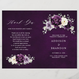 Eggplant Paars Plum Ivory White Wedding Programme