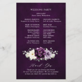 Eggplant Paars Plum Ivory White Wedding Programme (Achterkant)