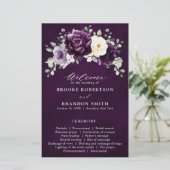 Eggplant Paars Plum Ivory White Wedding Programme (Staand voorkant)