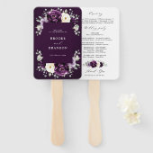 Eggplant Paars Plum Ivory White Wedding Programme  Handwaaier (Voorkant en achterkant)