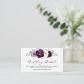 Eggplant Paars Plum Ivory White Wedding Website Informatiekaartje (Staand voorkant)