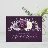 Eggplant Paars Plum Zal je mijn dienstmeisje zijn? Kaart (Staand voorkant)