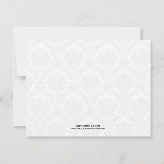 Eggplant Paarse Damask Bow Wedding RSVP (Achterkant)