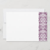 Eggplant Paarse Damask Bridal Shower Invitation Kaart (Achterkant)