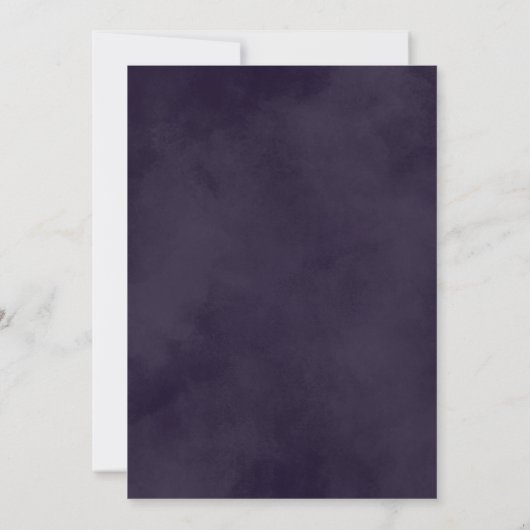 Eggplant Paarse Floral Foto bewaart onze datum Aankondiging (Achterkant)