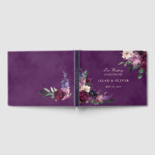 Eggplant Paarse Floral Wedding Guest Book Gastenboek (Volledig)