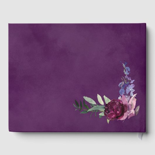 Eggplant Paarse Floral Wedding Guest Book Gastenboek (Achterkant)