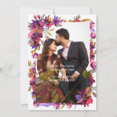 Eggplant Paarse Floral Wedding Kaart (Achterkant)