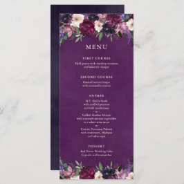 Eggplant Paarse Floral Wedding Menu