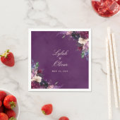 Eggplant Paarse Floral Wedding Napkins Servet (Insitu)