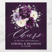 Eggplant Paarse Plum Ivory White Floral Wedding Wi Wijn Etiket (Enkel label)