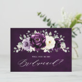Eggplant Paarse Plum word jij mijn Bridesmaid Inv Kaart (Staand voorkant)