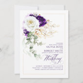 Eggplant Paarse Royal Chic Boho Floral Wedding Kaart (Voorkant)