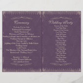 Eggplant Paarse Vintage Wedding Ceremony Programme (Voorkant)