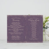 Eggplant Paarse Vintage Wedding Ceremony Programme (Staand voorkant)